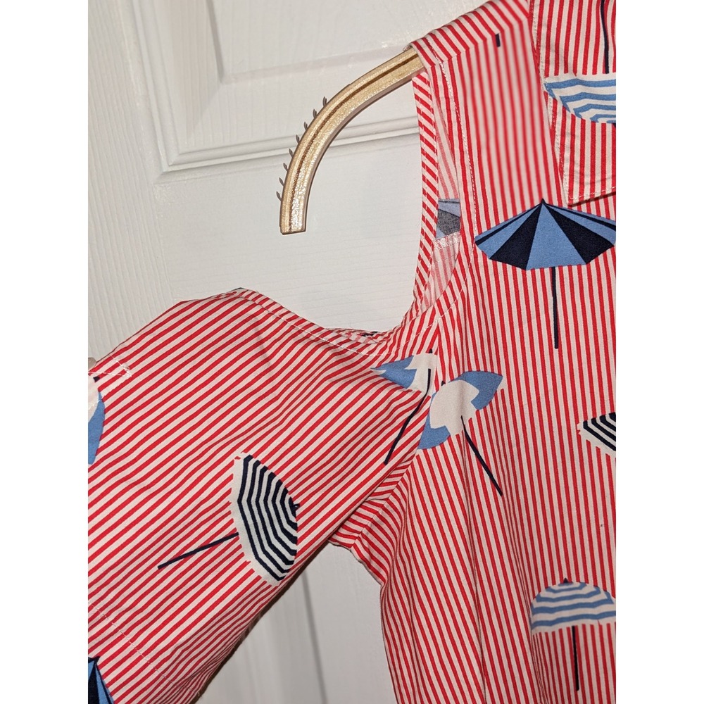 Draper James Shirt Dress Cold Shoulder Striped Umbrella Print Belted Size 2 NWOT - Picture 10 of 12